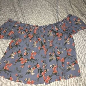 Flowered off the shoulder shirt